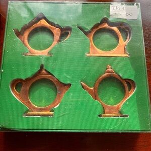 Vintage set of brass napkin holders set of 4